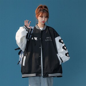 中性风 2022秋季新品港风拼接ins情侣休闲夹克外套-G112 P65控88图片