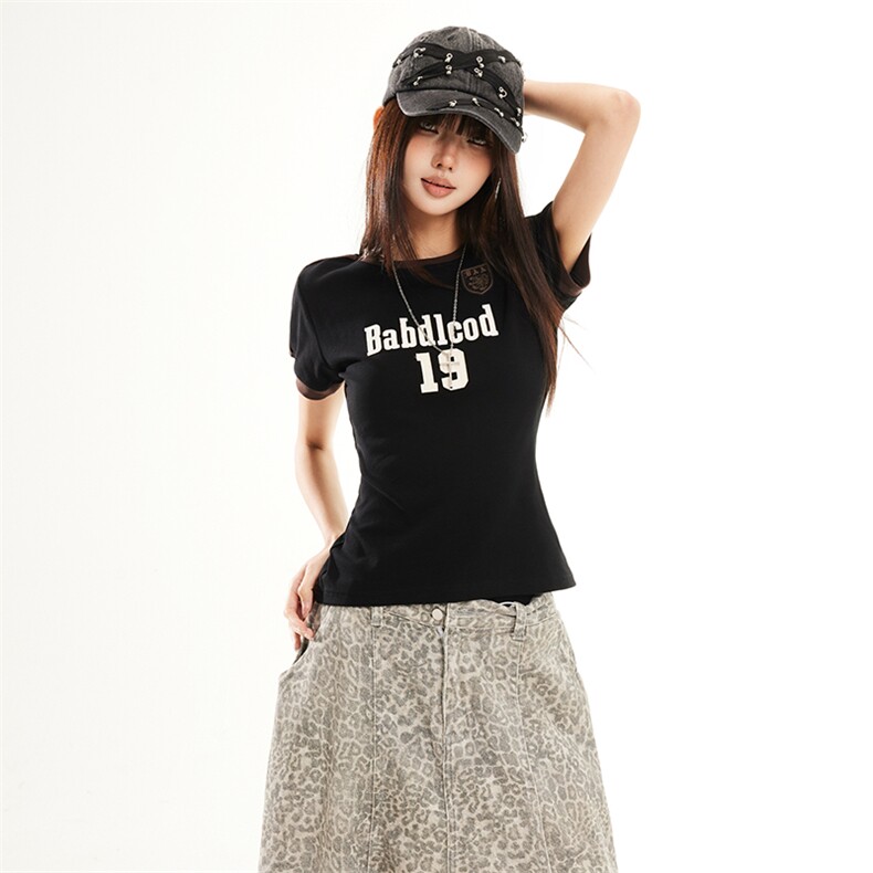 2026春季新款美式字母圆领短袖T恤修身显瘦百搭正肩上衣YD282-P40,男装T恤,星座509