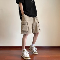 夏季直筒五分裤男纯色潮时尚潮牌宽松型青春流行松紧腰休闲裤，男装休闲裤，星座716-4