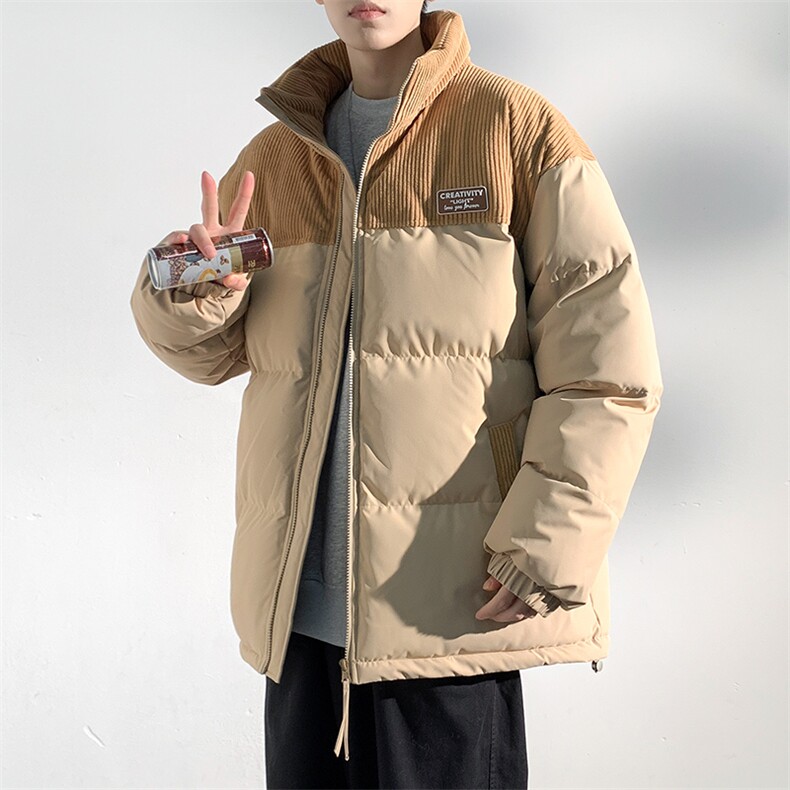 冬季青少年灯芯绒立领拼接外套休闲百搭面包服棉服5302-P78图片