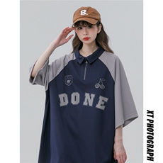 中性风23新款夏季时尚百搭翻领印花宽松潮流短袖T恤DT464P45控68，男装T恤，A247A