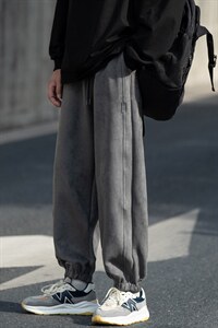 2023秋复古麂皮绒cityboy休闲裤男相机外景贴标束脚裤K23703-P50图片
