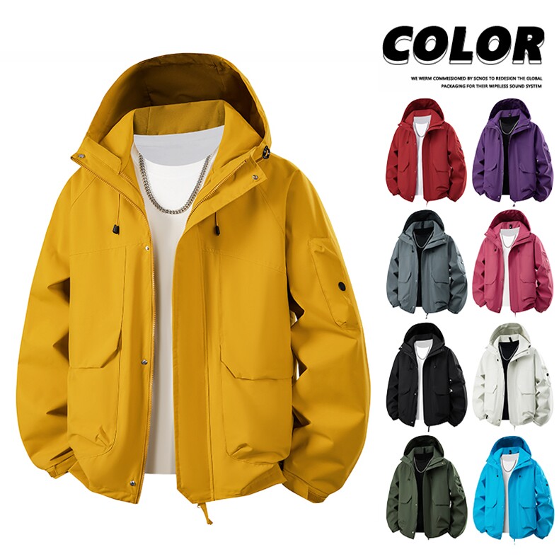 新款直播品质休闲夹克冲锋衣防风衣连帽外套，男装风衣，星座1206-1（原A206-1）