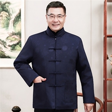 2025情侣毛领加绒中老年唐装外套爸爸妈妈喜庆生日婚宴风外套，男装民族服装，钱塘723