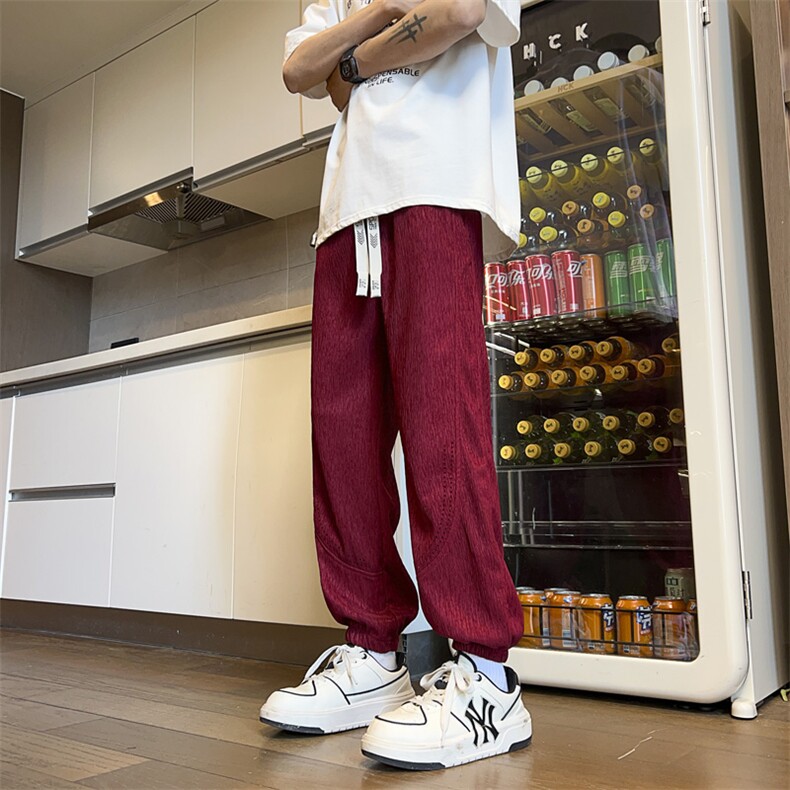 量大优供视频激光打孔肌理感冰丝裤长裤M-5XL特P30控68,男装休闲裤,电商B325