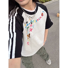 抖音得物品质二开240克宽松纯棉美式潮牌插肩三杠织带短袖T恤，男装T恤，电商A486
