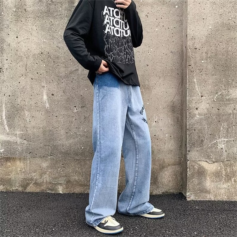 牛仔裤男秋季潮大码休闲字母刺绣裤子高街C870P40,男装牛仔裤,星座1116-2