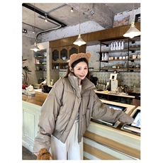 现货5W件冬季三防重磅硬挺boxy短款羽绒立领PU皮棉衣外套加厚棉服，男装棉衣，电商A486-1