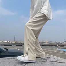 2025春夏季新款直筒裤男潮牌嘻哈设计开叉排扣裤纹理美式运动裤子，女装休闲裤，星座516A