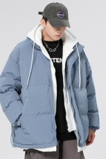 2025冬季新款加厚款假两件连帽棉服情侣款棉衣XZ102A-4-22091-P95，男装棉衣，星座211-2