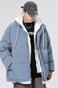 2025冬季新款加厚款假两件连帽棉服情侣款棉衣XZ102A-4-22091-P95图片