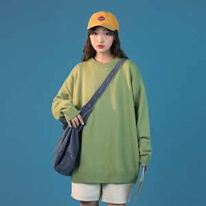 毛衣圆领纯色针织衫中性风2024秋冬新款男女上衣A161-2-M001-P35,浅色短裤搭配什么颜色上衣图片
