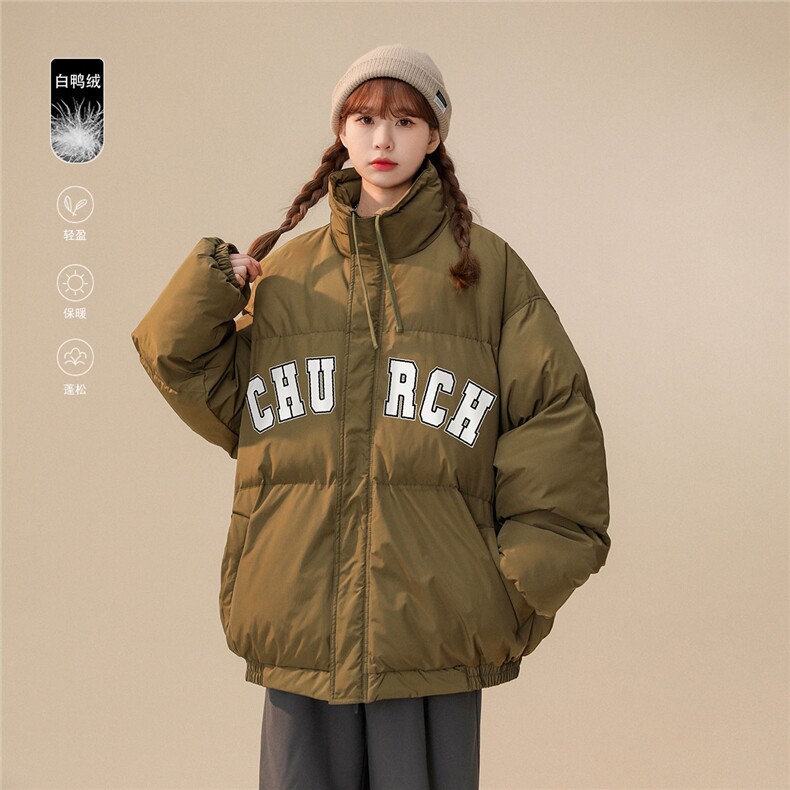 白鸭绒22冬季潮流字母印花百搭立领羽绒服YR213P195控258,男装羽绒服,A247A