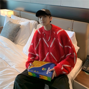 1506-1/MB0961/P39圣诞节红色毛衣情侣冬季马海毛绒高级感男女图片