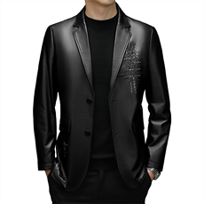 8026秋冬新款海宁皮衣男山羊皮西服外套韩版休闲皮衣P1020，男装皮衣，电商B360