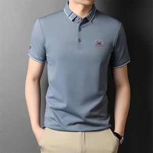 夏季新款男士翻领短袖t恤中年有领男装上衣服休闲POLO衫图片