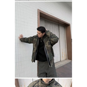 外贸迷彩工作服男士春秋季宽松立领户外干活穿的工衣休闲男装外套图片