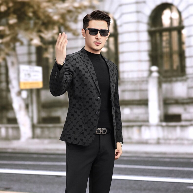 秋冬西装休闲男士潮流植绒西服男外套便西763P170，男装西服套装，电商D225-1