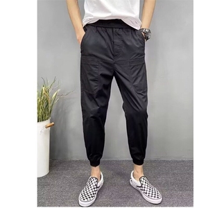 夏季新款棉麻六兜韩版黑白休闲裤九分裤潮流修身新款流行慵懒原宿图片