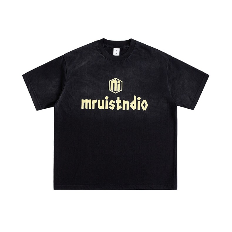 2025新款潮牌短袖宽松韩版字母印花扎染工艺T恤T9006/P5588，男装T恤，星座202-1