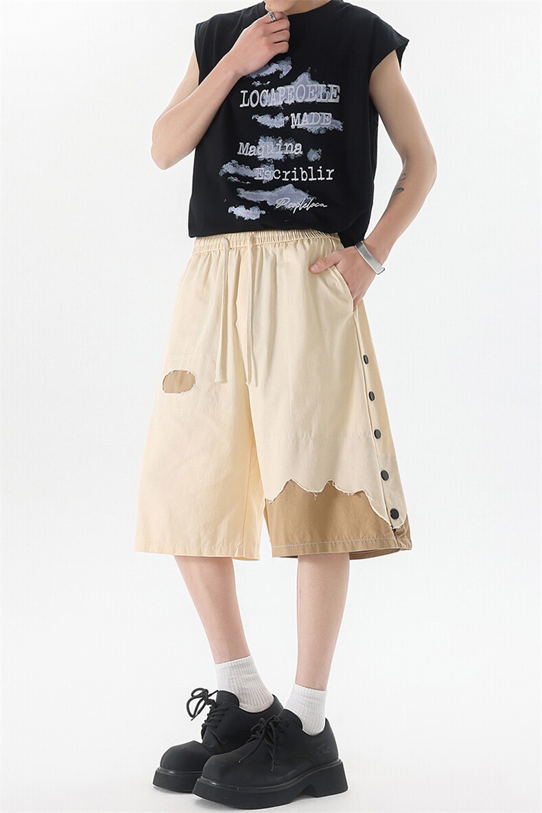 8XL-M特大码短裤男夏季新款大码vibe破洞拼接高街短裤DK1518P50,男装休闲裤,电商D206-1