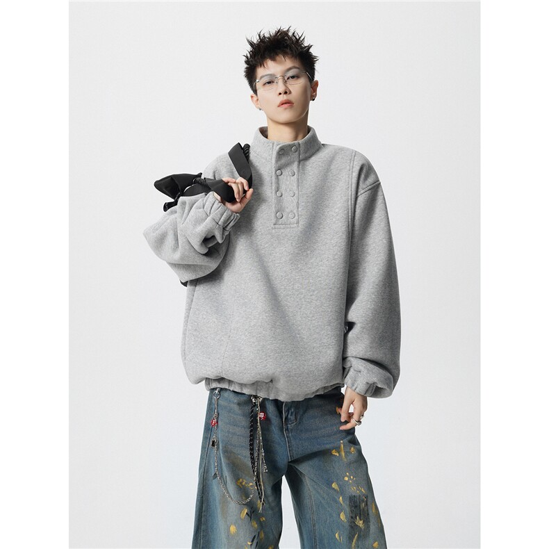 W85101P55控88假模高品质多扣子拼接卫衣男，男装卫衣，电商B205