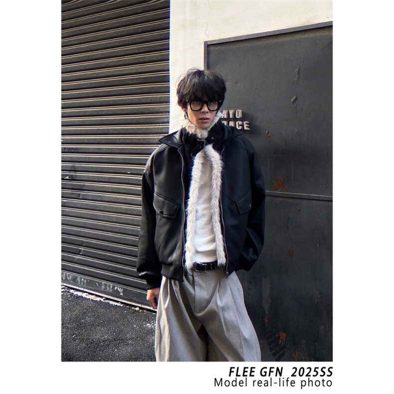 逃离光覆南 美式冬季座山雕皮毛棉服加厚PU皮棉衣夹克外套男女潮图片