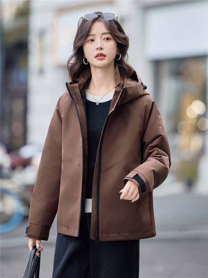 2025年冬季可脱卸两件套休闲连帽短款外套,女装棉衣/棉服,文熹诺
