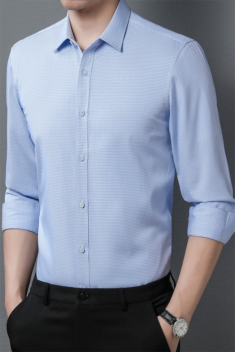DN52237男式服装2023年秋新款衬衫男长袖翻领休闲四季可穿衬衣P60,男装衬衫,电商B360