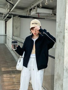 双拉链立领棒球服图片