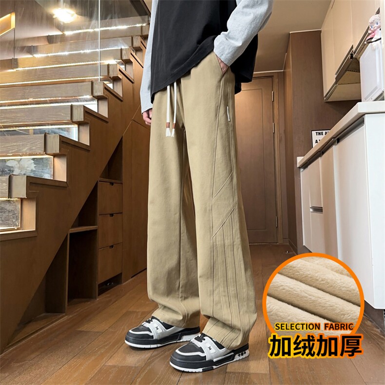 美式拼接工装裤男高街直筒宽松潮牌休闲长裤子J8030-P45/加绒P55,男装工装外套,星座509