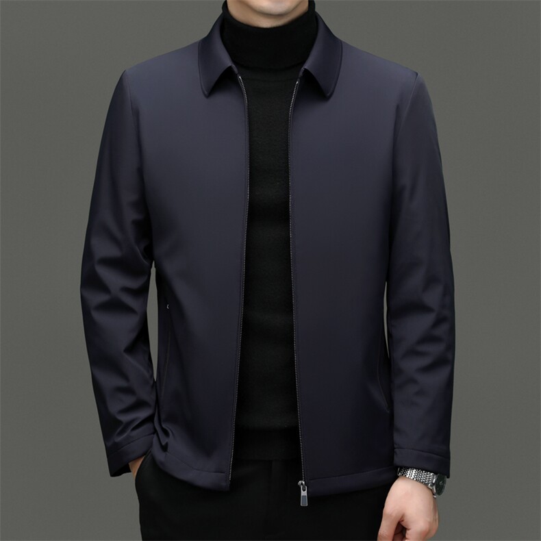 2023年新款冬季男士白鹅绒羽绒服翻领保暖外套修身风衣大衣图片
