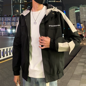 男士秋季连帽外套新款韩版宽松休闲夹克男青年男装茄克潮J