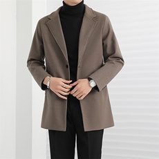 毛呢大衣男士中长款秋冬季加厚加绒休闲羊毛呢子风衣外套W12/P76，男装风衣，星座506