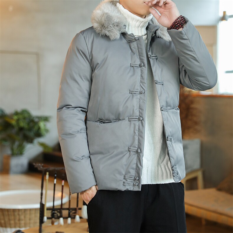 20冬季中式复古盘扣棉衣男宽松大码保暖毛领外套QT6005-M99,男装棉衣,星座1112-5（原712-5）