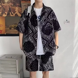 泰云南泼水节度假旅游花衬衫短袖沙滩套装夏季薄款速干男女情侣,出去旅游怎么穿搭最漂亮图片