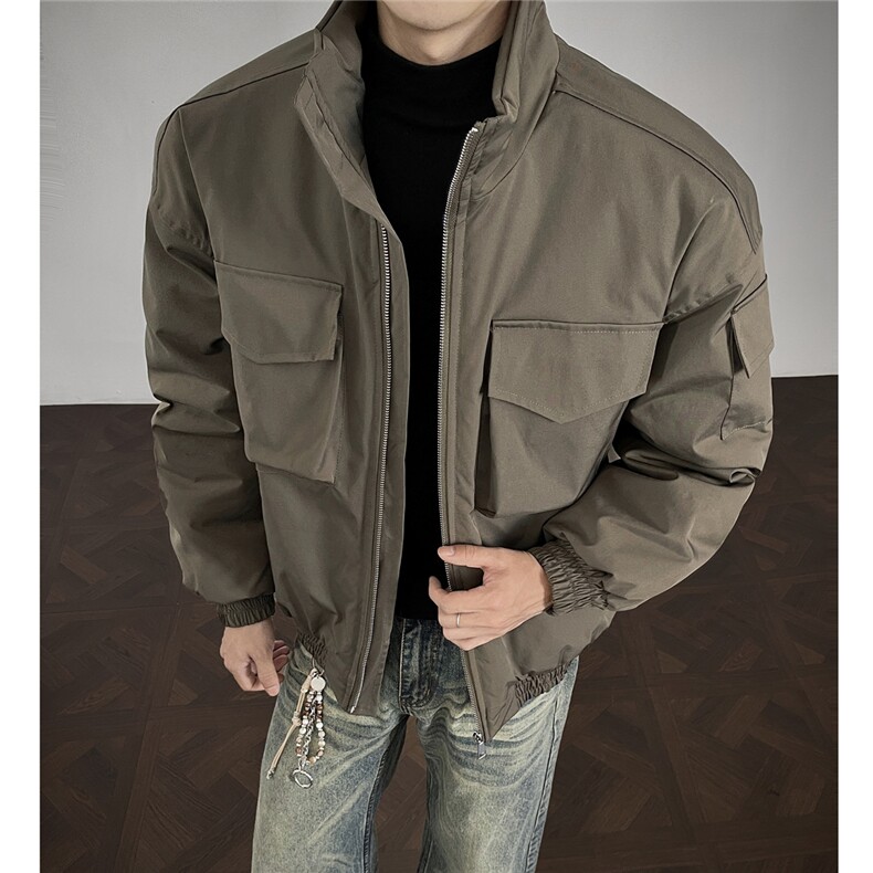 W85129特P90控158工装立体口袋宽肩立领加厚棉衣棉服男,男装棉衣,电商B205