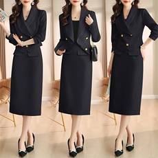 高级感通勤职业套装裙女春秋2024新款气质西装半身裙套装两件套，女装套装/套裙，卡杰菲