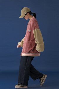 20年秋冬新款拼色水洗固色100%棉灯芯绒棒球服DS-B293-Y775-P90图片