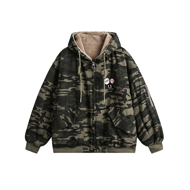 迷彩羊羔毛连帽棉服--5693 248图片