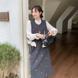 新款  小香风马甲半身裙三件套5545P205K328图片