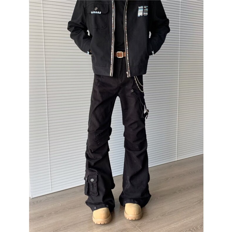 美式机能工装裤子男高街vibe潮流拉链设计冲锋裤登山裤NZ082-P63,男装工装外套,星座308B-2
