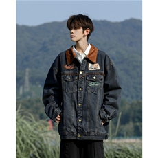 牛仔外套新款秋季翻领夹克潮牌工装上衣百搭潮JK08949-P72，男装工装外套，星座308B-1