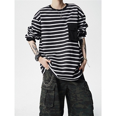 TWY19特P45控88圆领条纹polo圆领情侣卫衣宽松外套男100聚酯，女装短外套，电商B370
