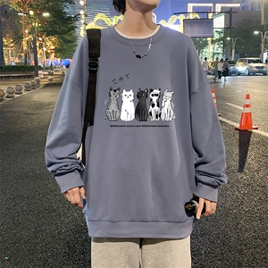 S6100-P28 加绒款-P33 秋季圆领卫衣男大码韩版宽松长袖外套图片