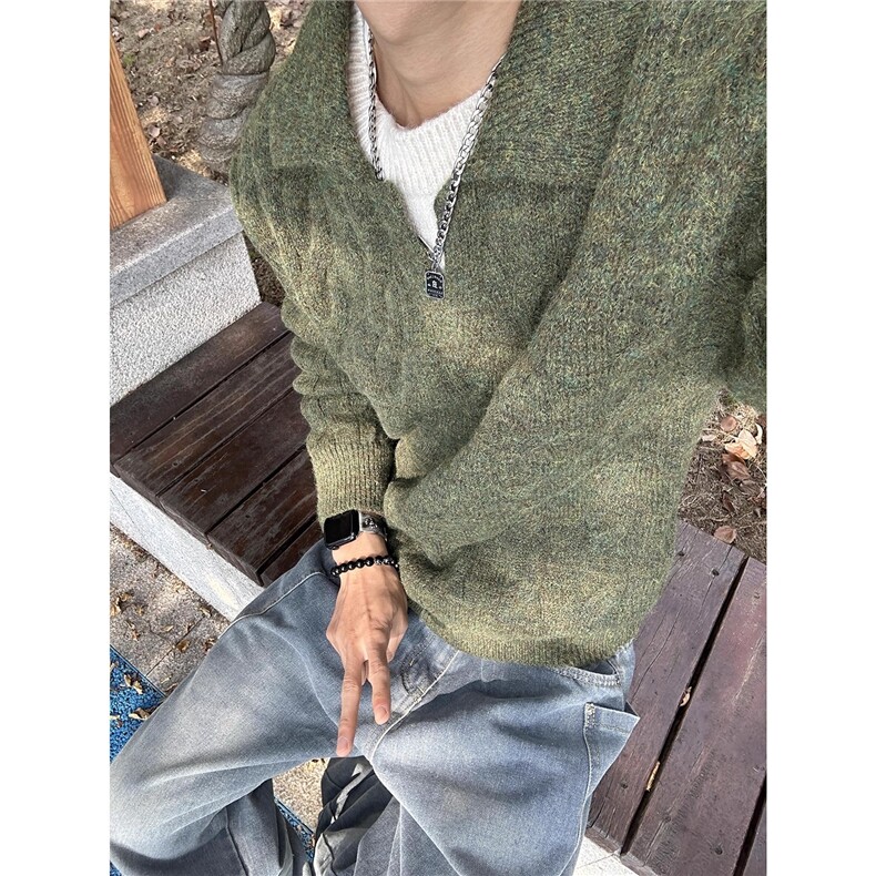 【005】假两件麻花毛衣男毛线衣软糯内搭v领针织衫A079-Z13-P55,男装针织衫/毛衣,电商A079