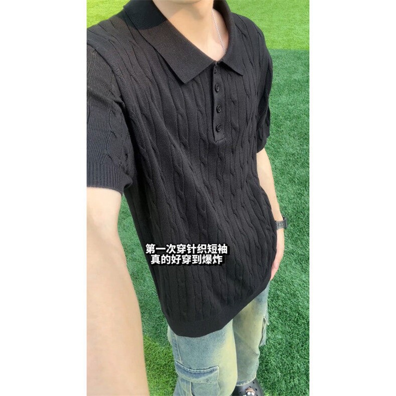 肌理感提花针织短袖polo衫男款夏季潮牌轻薄透气宽松痞帅半袖体恤,男装针织衫/毛衣,星座809A(原222-1)