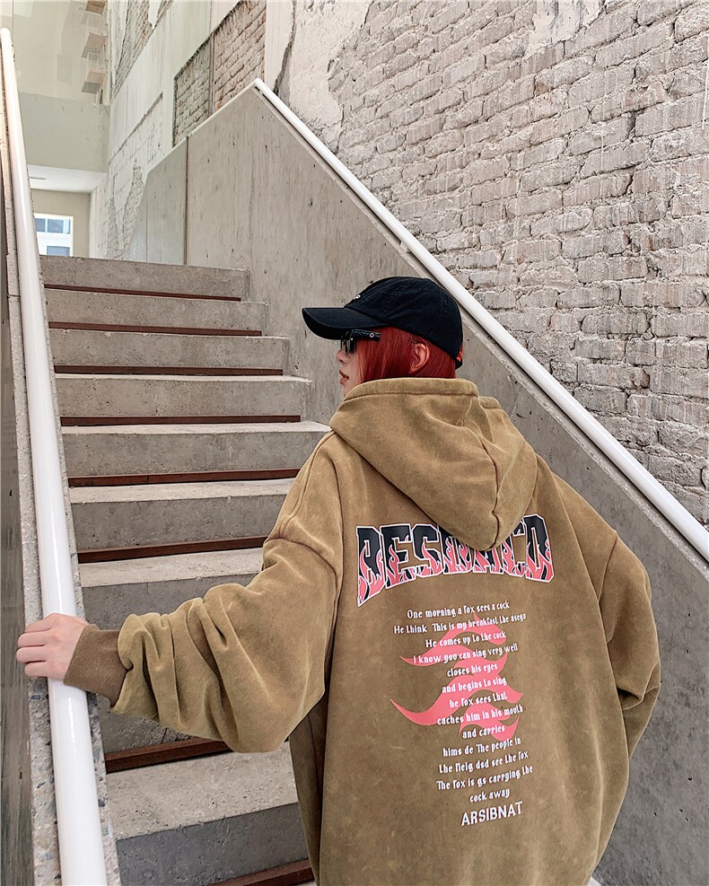 2024新款秋装复古美式水洗做旧宽松连帽卫衣301B-JB7882-P68,男装卫衣,星座301B