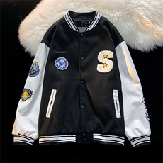 克莱因蓝新款2022美式棒球服春秋情侣毛巾绣外套夹克潮W2691-P65，男装夹克，星座512-2