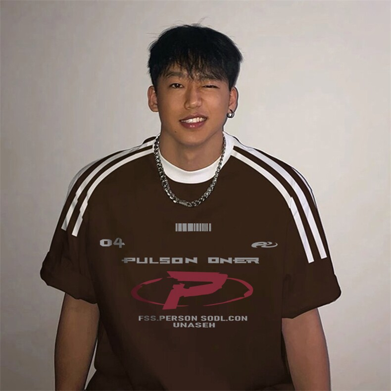 夏季美式高街重磅纯棉三条杠织带撞色男女短袖T恤ZD552-特P30,男装T恤,电商A486